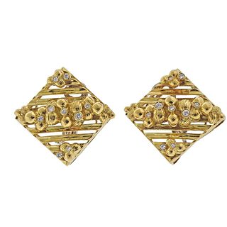 Vintage 18k Gold Diamond Earrings