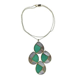 Ippolita Mosaic Mother of Pearl Chrysoprase 18K Gold Pendant Necklace.