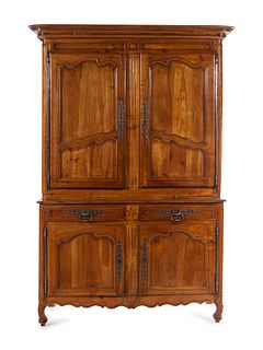 A Louis XV Provincial Fruitwood Buffet a Deux Corps