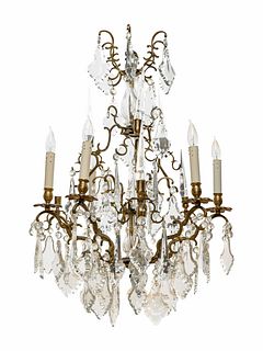 A French Gilt Bronze and Cut Glass Six-Light Chandelier