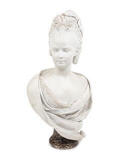 A Sevres Style Bisque Porcelain Bust of Marie Antoinette