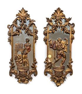 A Pair of Italian Carved Giltwood Mirrors