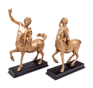 A Pair of Italian Gilt Bronze Furietti Centaurs