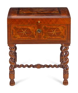 A Continental Mahogany and Marquetry Chest on Stand