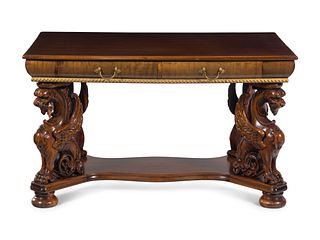 A Renaissance Revival Carved Walnut Library Table