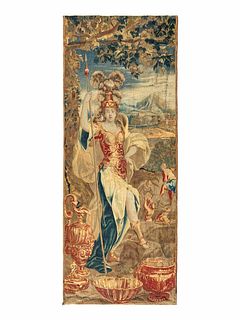A Continental Wool Tapestry Depicting Pallas Athena