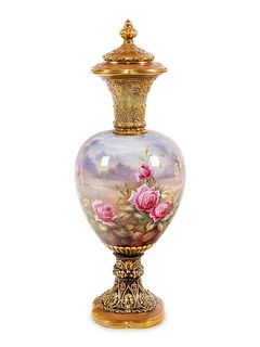 A Large Royal Bonn Painted Porcelain Vase and Cover