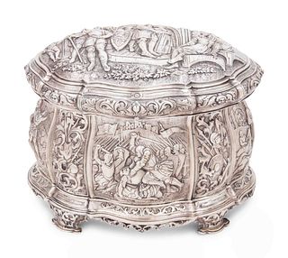 A Continental Silver Table Casket