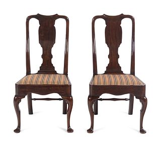 A Pair of Queen Anne Walnut Side Chairs