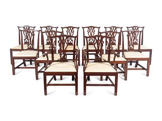 A Set of Twelve Chippendale Style Mahogany Dining Chairs