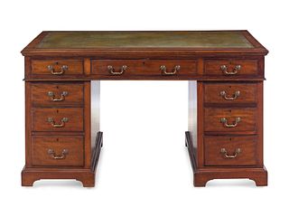 A George III Style Mahogany Pedestal Desk