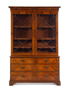 A Late George III Burl Walnut Bookcase