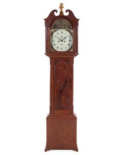 A George III Style Satinwood Inlaid Mahogany Tall Case Clock