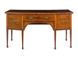 A Regency Marquetry and Line Inlaid Bowfront Sideboard