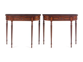 A Pair of Regency Style Mahogany Console Tables