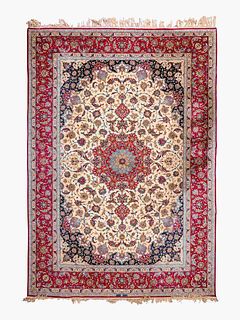 A Sarafian Isfahan Silk and Wool Blend Rug