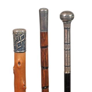 Group of Three Silver Canes