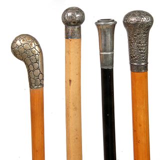 Group of Four Silver Cane