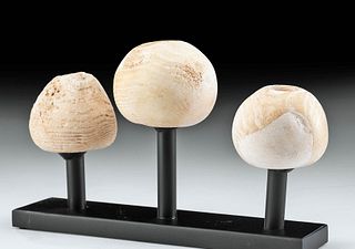 3 Fine Egyptian Pre-Dynastic Alabaster Mace Heads