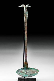 Etruscan Bronze Ladle w/ Double-Headed Swan Handle