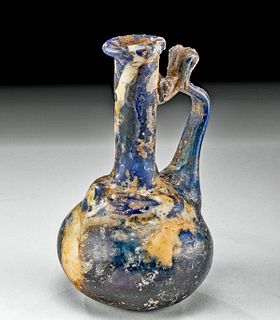 Beautiful Roman Glass Bottle w/ Blue & White Hues