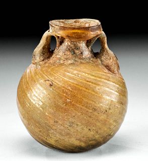Roman Glass Ampulla Sprinkler Jar - Amber Hue