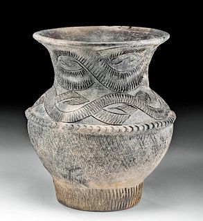 Ancient Thai Ban Chiang Pottery Urn w/ Incised Patterns