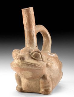 Moche Pottery Frog Stirrup Vessel