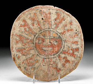 Rare Huari Polychrome Wood Sun Shield