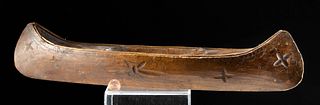 Antique Native American Wood Canoe Model