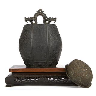 Grp: Chinese Tibetan Bronzes w/ Japanese Stand