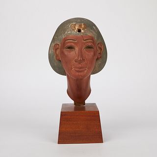 Carved Wooden Egyptian Bust Amarna Style