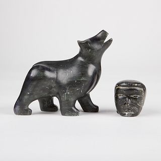 Inuit Head & Zoomorphic Bear Stone Carvings
