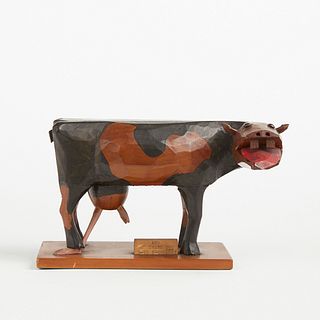 Maine Prison Folk Art Carved Wood Humorist Cow