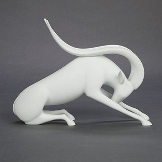 Bisque Porcelain Gazelle Sculpture - Marked