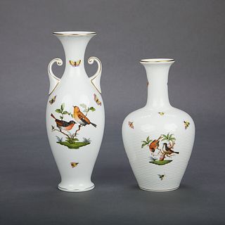 Grp: 2 Herend Hand Painted Porcelain Vases