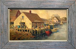 Max Kuehne (1880-1968) Fishing Village Oil Painting