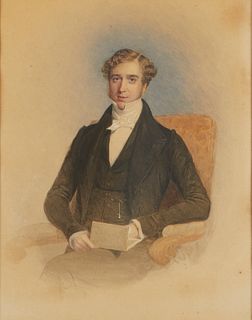 19th c. English School Seated Gentleman Watercolor