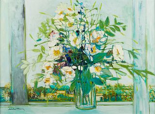 Michel Henry "Anemones Blanches" Still Life Painting