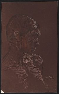 Paul Cadmus Portrait Crayon Drawing on Paper
