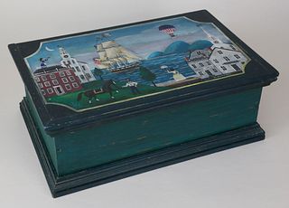 W. Northey Hand Painted Pine Trinket Box