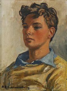 Henry Schnakenberg Oil on Canvas "Portrait of a Young Man", 1931