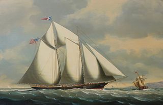 Salvatore Colacicco "America's Cup Yacht Casco", Oil on Panel