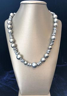 Fine South Sea Grey Tahitian and Keshi Pearl Necklace