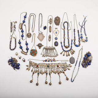 Lrg Grp: 29 Turkmen & Afghani Silver Jewelry