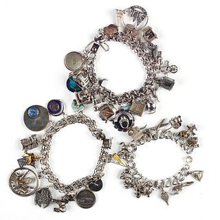 Grp: 3 Silver Charm Bracelets