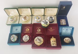 Collection of Eleven Covered Enamel Boxes, 20th Century