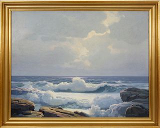 Arthur F. Maynard Oil on Canvas "Rocky Coastline"