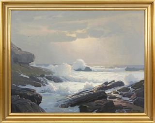 Arthur F. Maynard Oil on Canvas "Rocky Coastline"