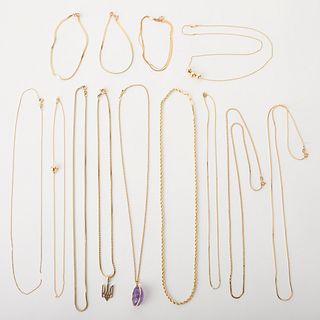 Grp: 13 14K Yellow Gold Necklaces & Bracelets